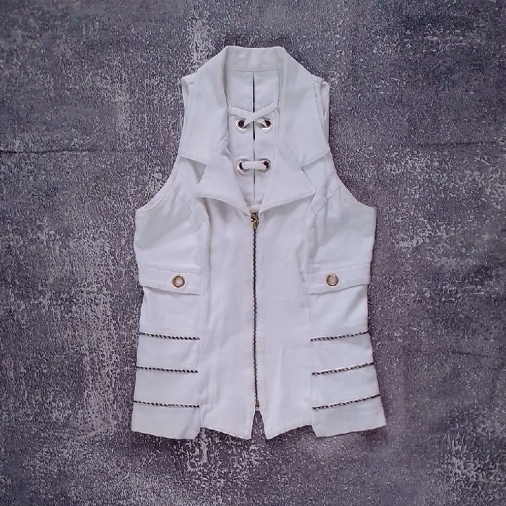 VINTAGE 90s CAPACITY UNLIMITED Stylish White Sleeveless Jacket